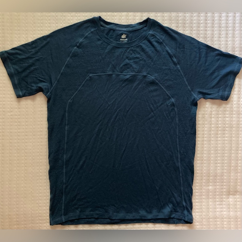 Woolly Short Sleeve Merinoaire T Shirt Men’s Large 100% Blue Merino Wool